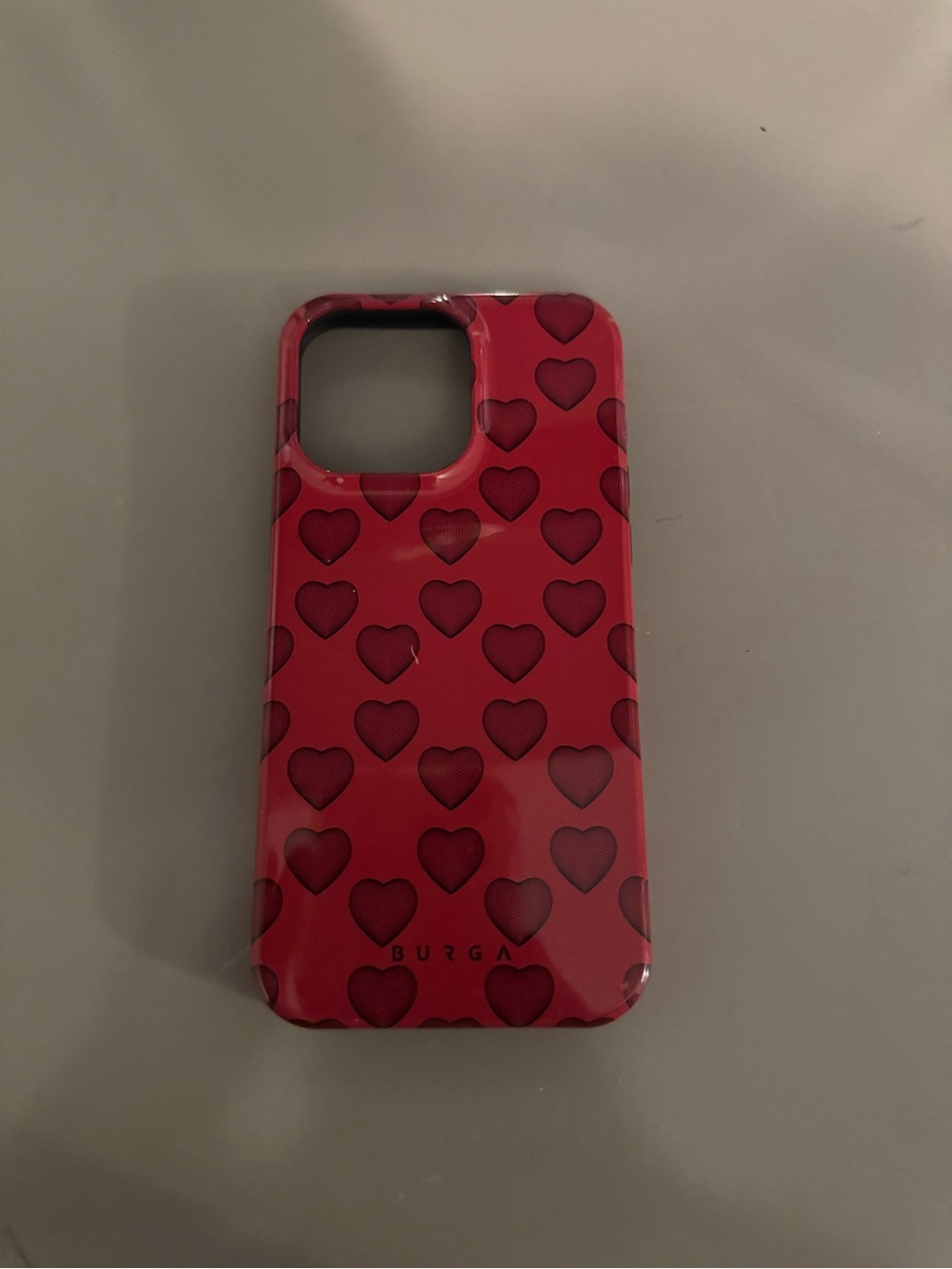 BURGA iPhone 15 Pro Max Red Heart Pattern Protective Phone Case